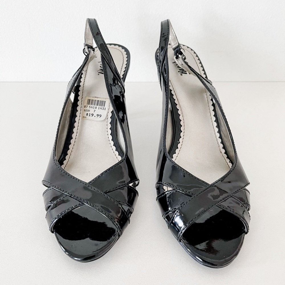 Fioni Women’s Heels Sling Back Patent Peep Toe